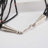 Mike Bird-Romero Seven Strand Jet Heishi Necklace with Coral Accents