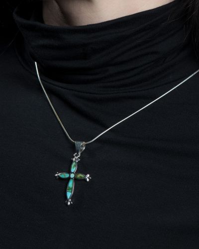Supersmith Inc Sonoran Gold Collection Inlay Cross Necklace