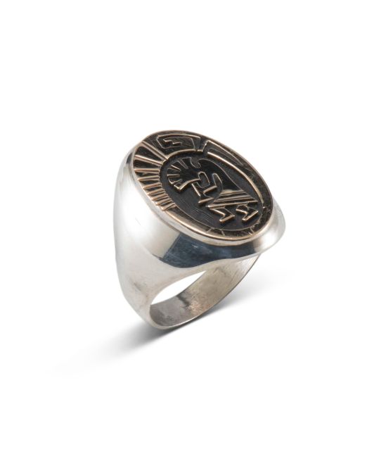 Calvin Peterson 14Kt Gold and Silver Overlay Kokopelli Ring