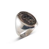 Calvin Peterson 14Kt Gold and Silver Overlay Kokopelli Ring