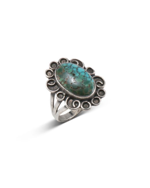 Vintage Navajo Turquoise and Silver Swirl Ring