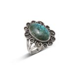 Vintage Navajo Turquoise and Silver Swirl Ring