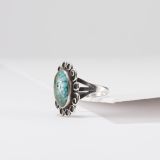 Vintage Navajo Turquoise and Silver Swirl Ring