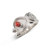 Carol Krena Coral and Silver Ring