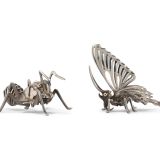 Brian Neidermayer Sterling Silver Ant and Butterfly Sculptures