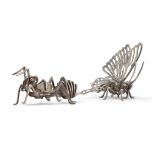Brian Neidermayer Sterling Silver Ant and Butterfly Sculptures
