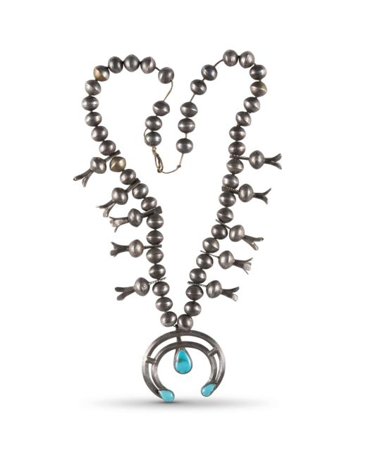 Vintage Navajo Squash Blossom Necklace Circa 1930-40s