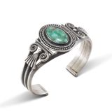 Steve Arviso Royston Turquoise Cuff with Intricate Silverwork