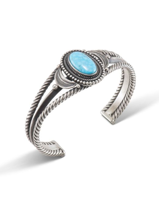 Stever Arviso Kingman Turquoise Twisted Wire Cuff