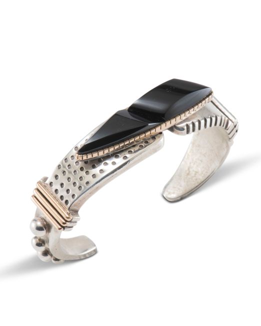 Carol Krena Black Jade Cuff with 18Kt Gold