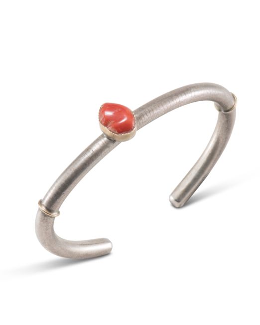 Shawn Bluejacket 14Kt Gold and Sterling Silver Cuff with Coral