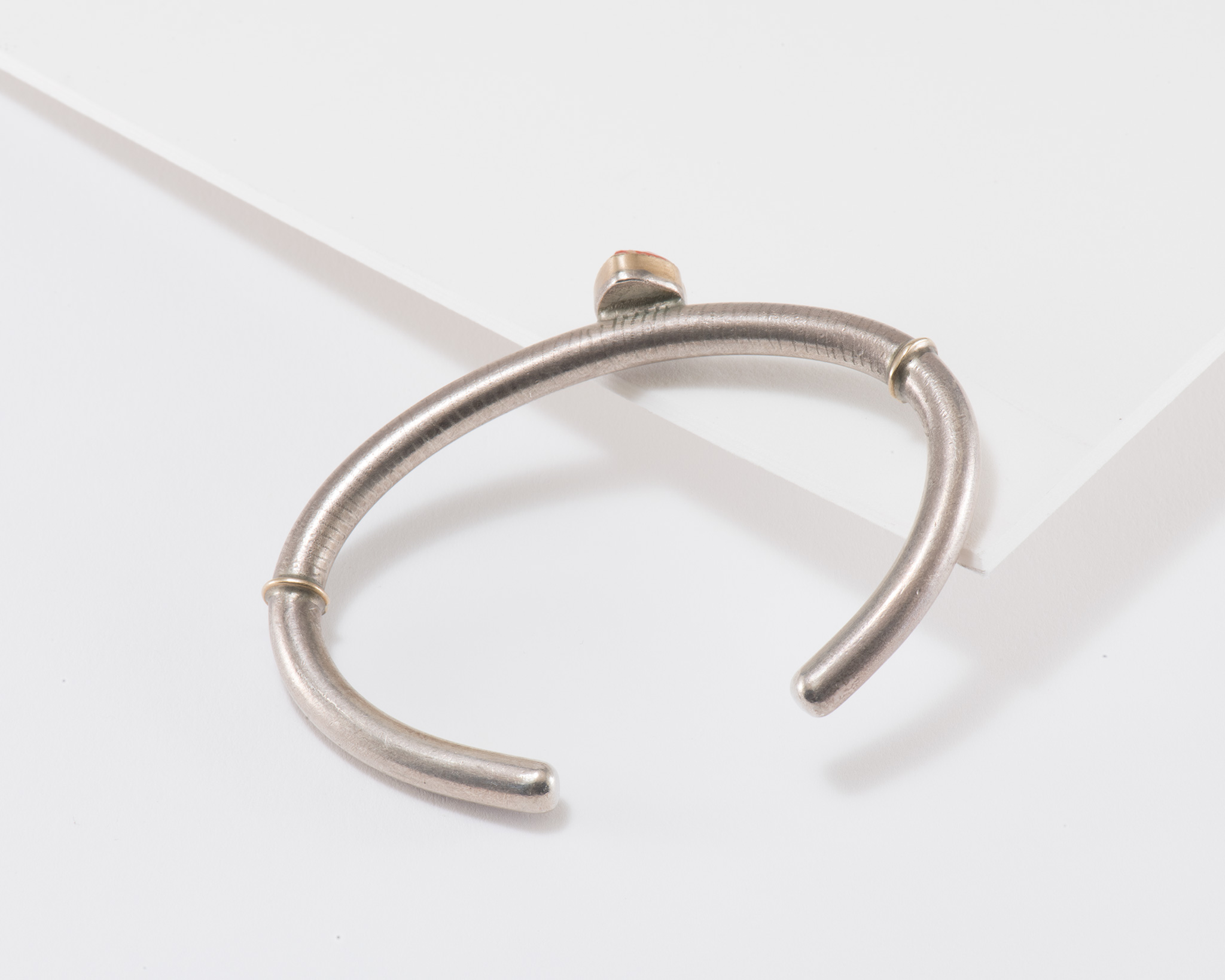 Shawn Bluejacket 14Kt Gold and Sterling Silver Cuff with Coral