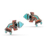 Vintage Zuni Inlay Rainbow Man Earrings
