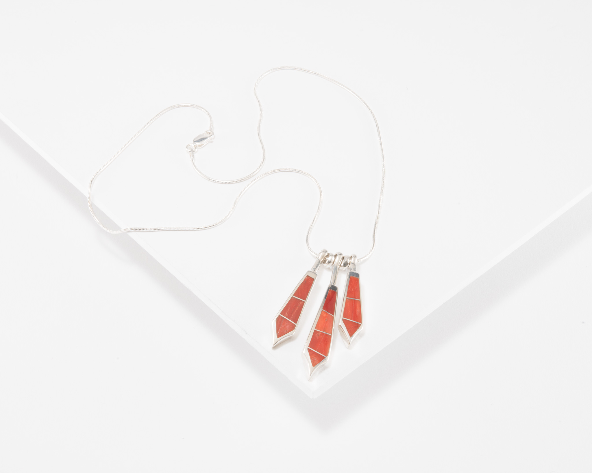Supersmith Inc Red Coral Collection Triple Pendant Necklace