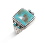 Vintage Navajo Blue Gem Turquoise Ring Circa 1940s