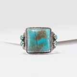 Vintage Navajo Blue Gem Turquoise Ring Circa 1940s