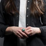 Steve Arviso Royston Turquoise Ring with Intricate Silverwork