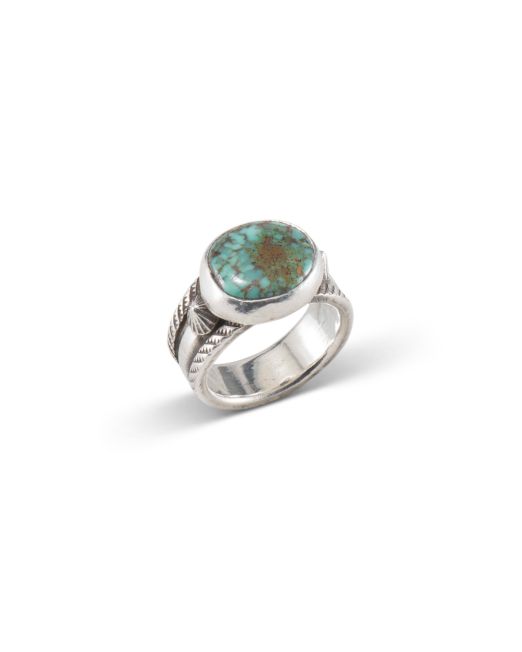 Jesse Robbins Cheyenne Turquoise Coin Silver Ring