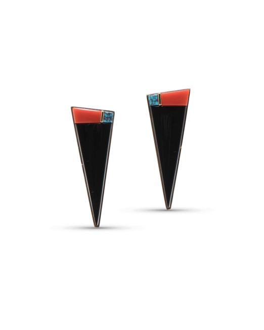 Richard Chavez Black Onyx Inlay 18Kt Gold Earrings
