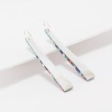 Charlene Reano Stacked Mosaic Inlay Earrings on Mother of Pearl