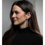 Charlene Reano Stacked Mosaic Inlay Earrings on Mother of Pearl