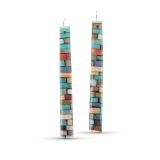 Charlene Reano Mosaic Inlay Earrings on Mother of Pearl