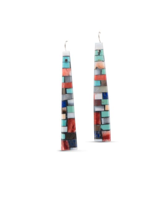 Charlene Reano Mosaic Inlay Earrings on Mother of Pearl