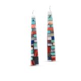 Charlene Reano Mosaic Inlay Earrings on Mother of Pearl