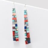 Charlene Reano Mosaic Inlay Earrings on Mother of Pearl