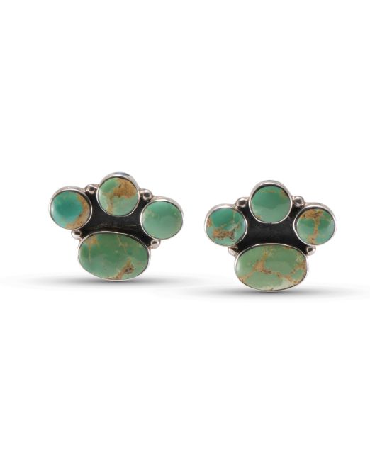 Multi Stone Turquoise Clip On Earrings
