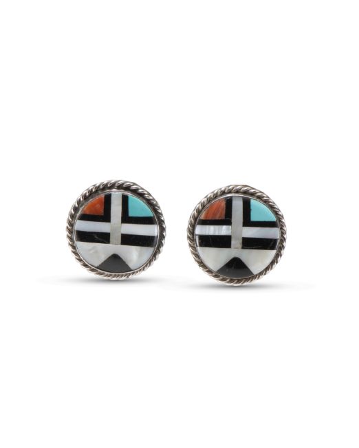 Zuni Sunface Inlay Clip On Earrings