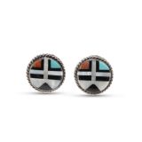 Zuni Sunface Inlay Clip On Earrings