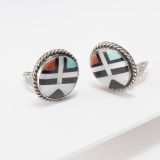 Zuni Sunface Inlay Clip On Earrings