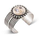 Mike Bird-Romero Carved Deer Antler with Abalone Shell Face Cuff