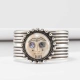 Mike Bird-Romero Carved Deer Antler with Abalone Shell Face Cuff