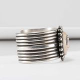 Mike Bird-Romero Carved Deer Antler with Abalone Shell Face Cuff