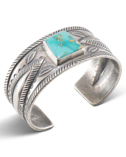Jesse Robbins Harcross Turquoise Coin Silver Cuff