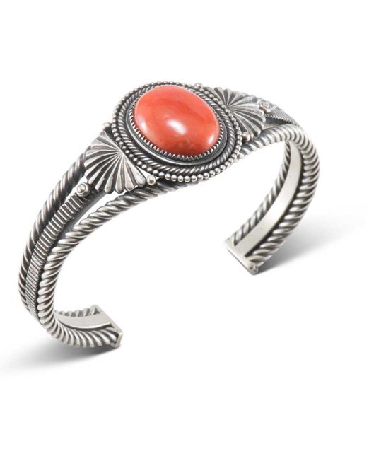 Steve Arviso Coral and Twisted Wire Cuff