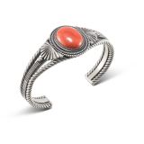Steve Arviso Coral and Twisted Wire Cuff