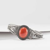 Steve Arviso Coral and Twisted Wire Cuff