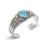 Perry Shorty Sterling Silver Cuff with Blue Gem Turquoise