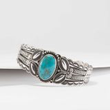 Perry Shorty Sterling Silver Cuff with Blue Gem Turquoise