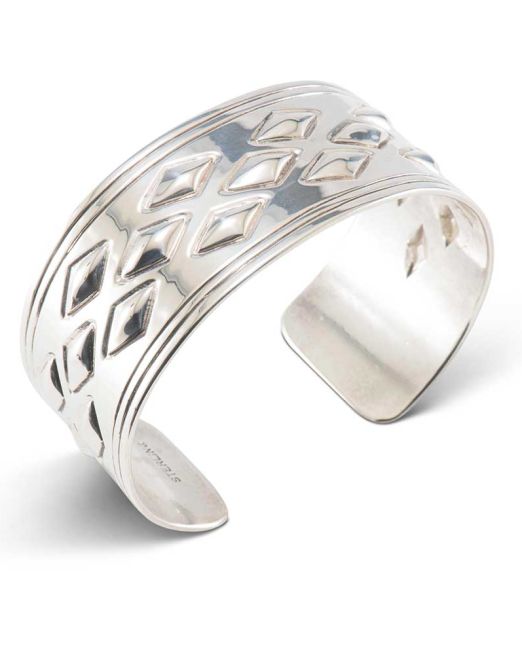 Lance Aragon Sterling Silver Cuff with Diamond Repoussé