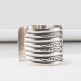 Vintage Navajo Stamped Sterling Silver Wide Cuff