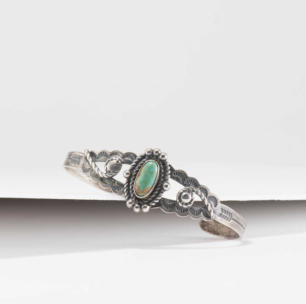 Fred Harvey Era Silver and Turquoise Cuff
