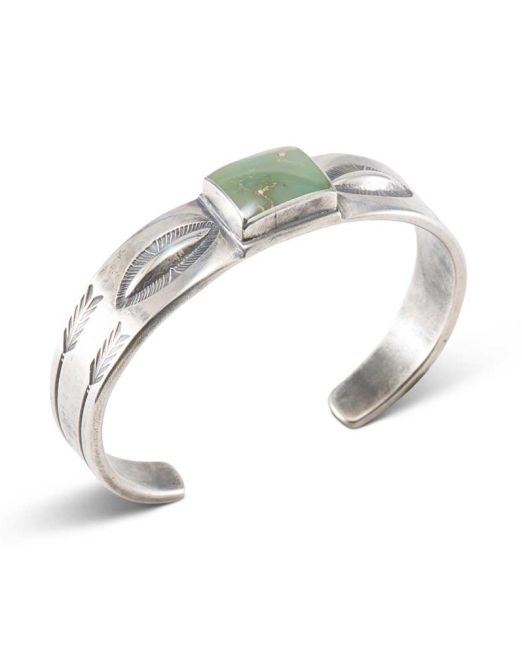 Jesse Robbins Coin Silver Cuff with Harcross Turquoise