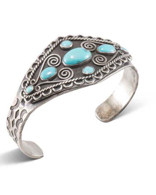 Vintage Navajo Turquoise and Silver Cuff