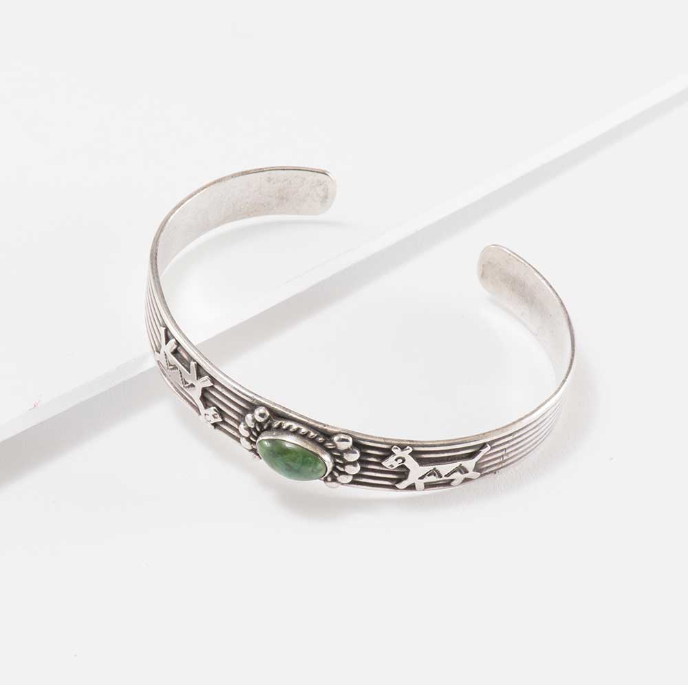 Fred Harvey Era Silver and Turquoise Cuff