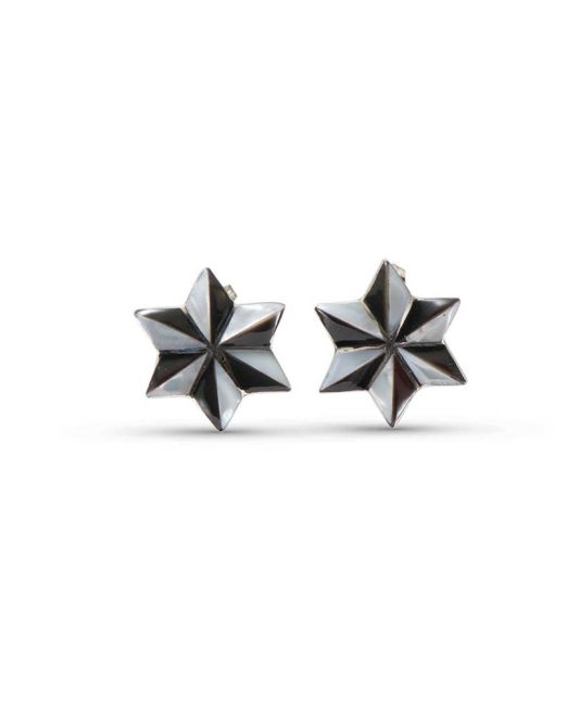Mother of Pearl and Jet Inlay Star Earrings