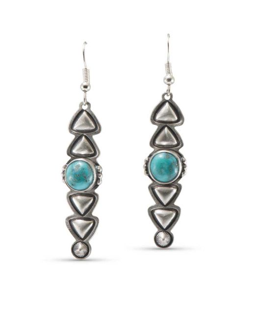 Stanley Parker Turquoise and Stamped Silver Earrings